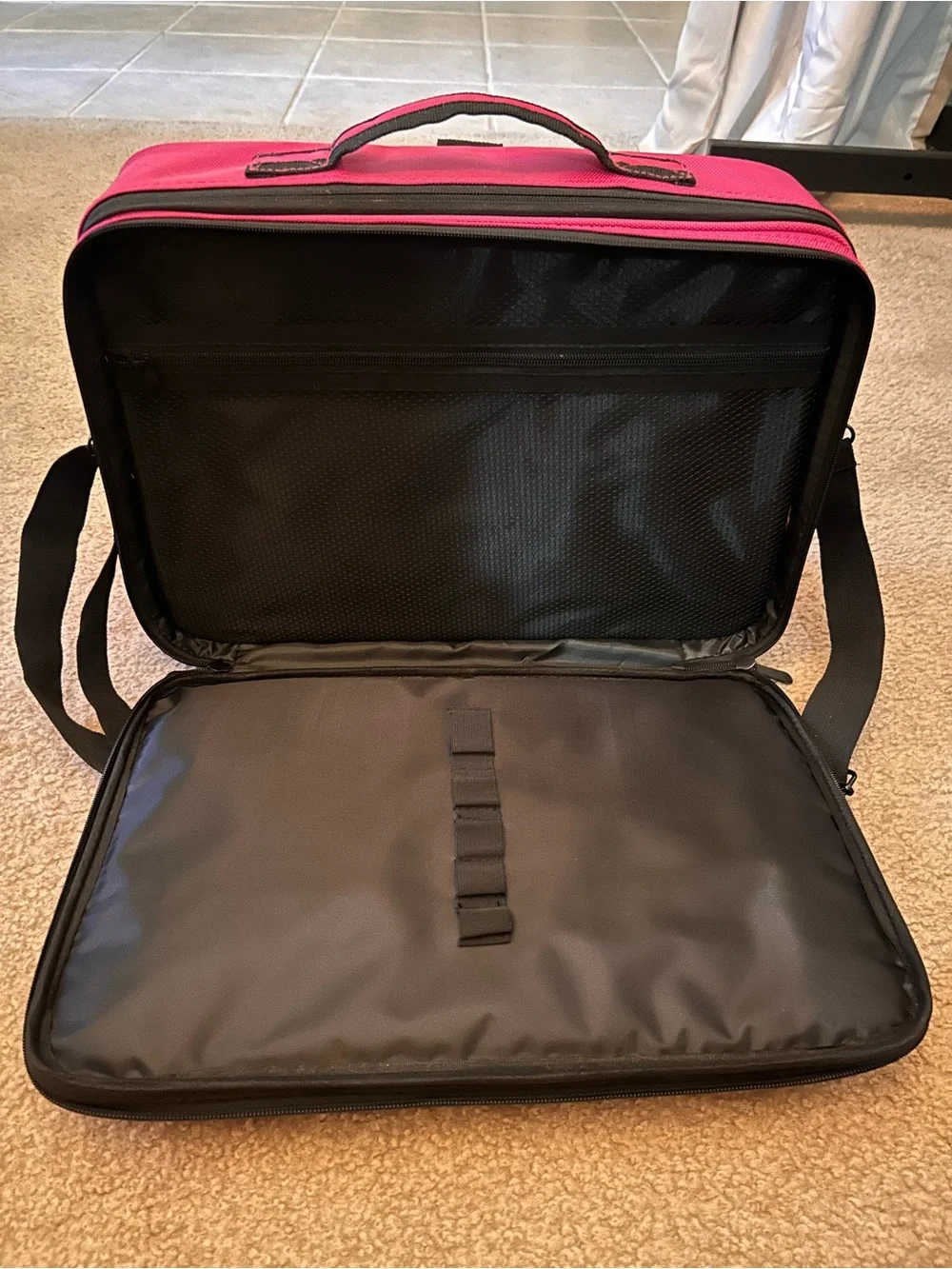 Women's hot pink Makeup Carry Bag with Shoulder Strap